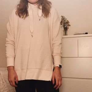 Cute Cream Hoodie w/ Zipper Sides